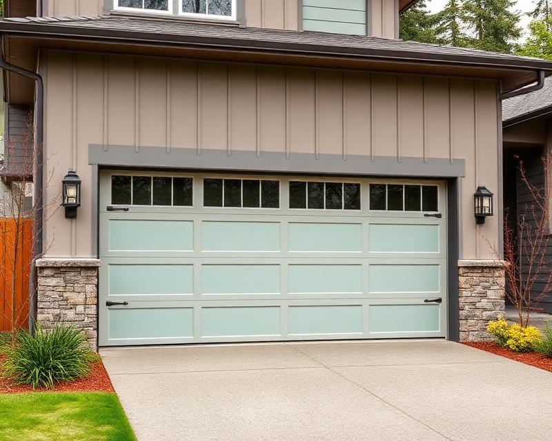 Modern fiberglass garage door installation
